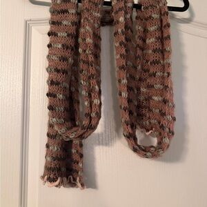 Striped Pink and Cream Knit Scarf